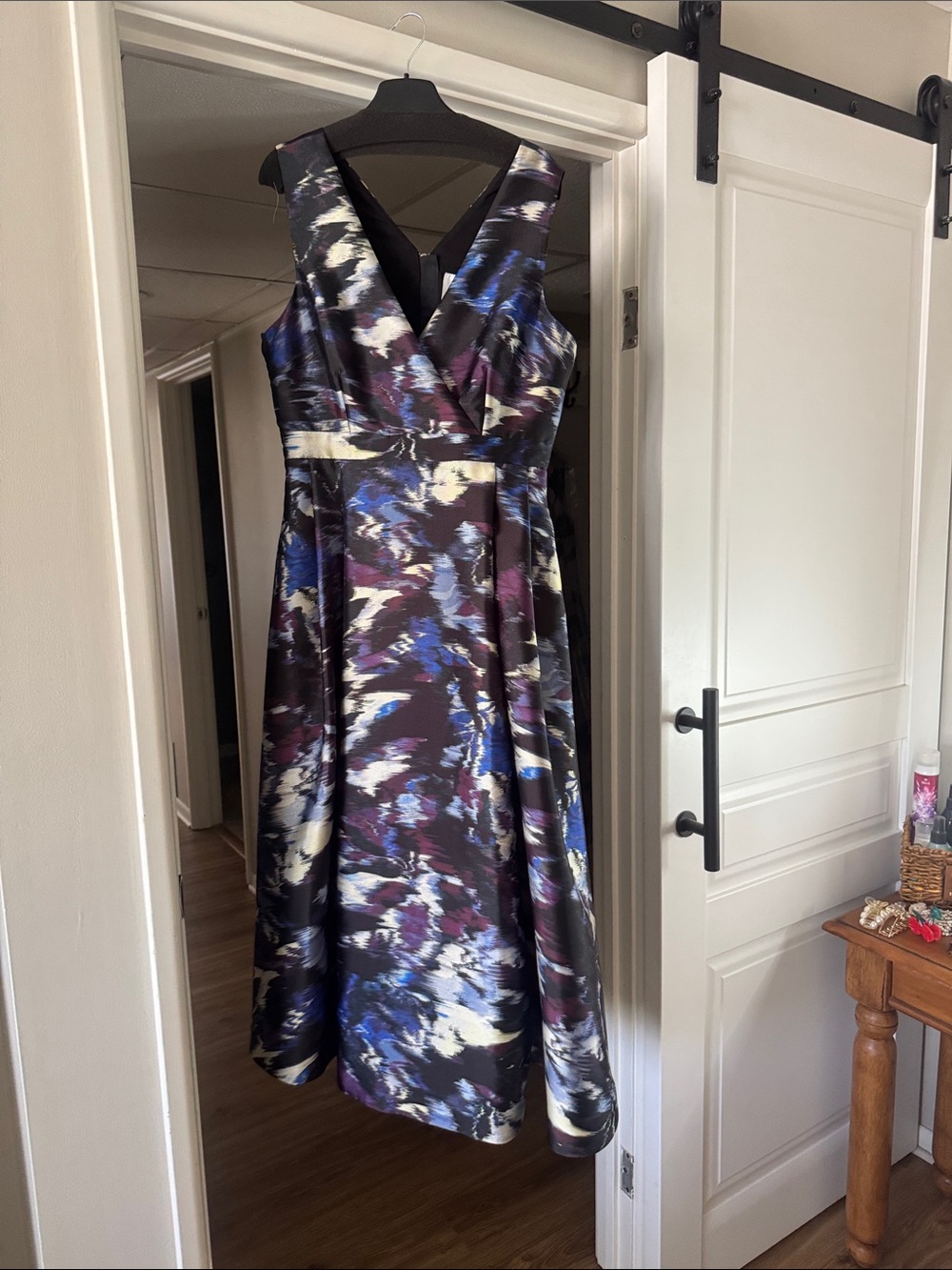 L.K Bennett Sleeveless V-Neck A-Line Dress in Multi-Color Print